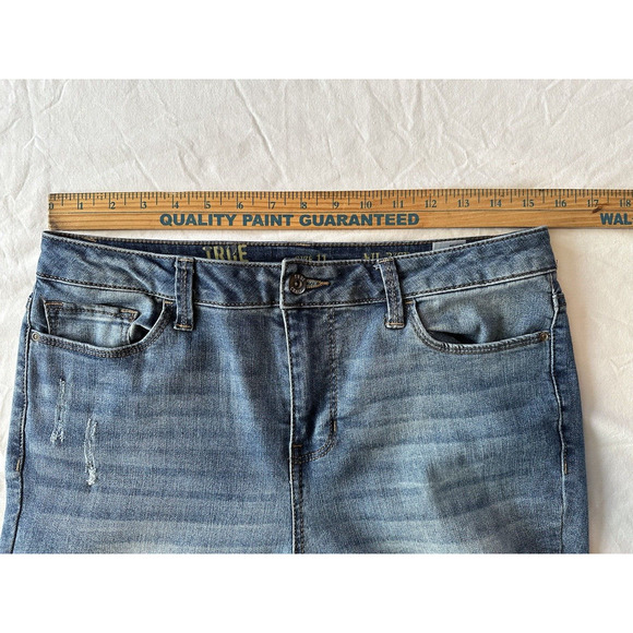 True Craft Jeans Mid Rise Skinny Women's Size 11 x 29inseam Blue Distressed - Picture 9 of 14